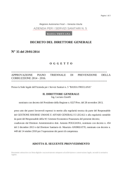 Approvazione Piano Triennale di Prevenzione della Corruzione