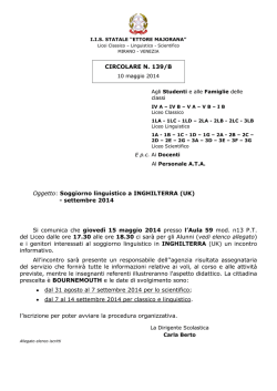 CIRCOLARE N. 139/B Oggetto: Soggiorno linguistico a