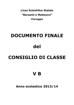 DOCUMENTO FINALE del CONSIGLIO DI CLASSE V B