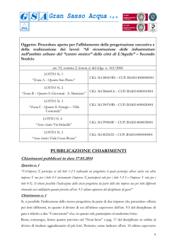 PUBBLICAZIONE CHIARIMENTI