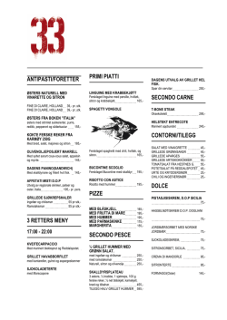antipasti/foretter 3 retters meny primi piatti pizze secondo pesce