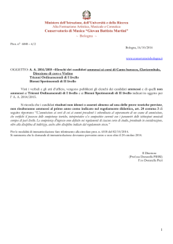 A. A. 2014 2015 &ndash; Elenchi dei candidati ammessi Canto barocco