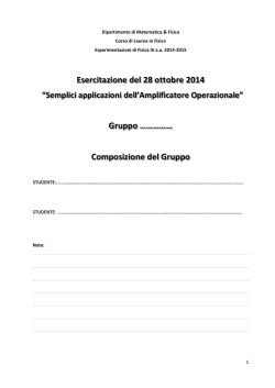 Esercitazione del 28 ottobre 2014 Gruppo