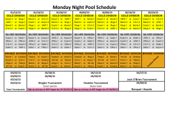 Monday Night Pool Schedule - Ashland Monday Pool League