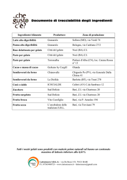 Documento di tracciabilit&agrave; degli ingredienti