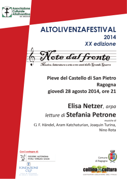 ALTOLIVENZAFESTIVAL Elisa Netzer, ar a letture di Stefania Petrone