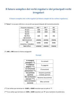 Il futuro semplice dei verbi regolari e dei principali verbi irregolari