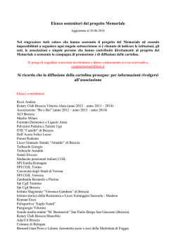 Contributi progetto Memoriale aggiornato al 10.6.2014 ale