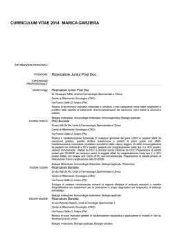 INFORMAZIONI PERSONALI - Centro di Riferimento Oncologico