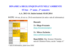 Presentazione del corso - Dipartimento di Scienze Chimiche