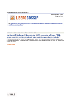 Rassegna Stampa - Societ&agrave; italiana di neurologia