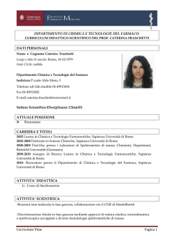 Curriculum Vitae Pagina 1 DIPARTIMENTO DI CHIMICA E