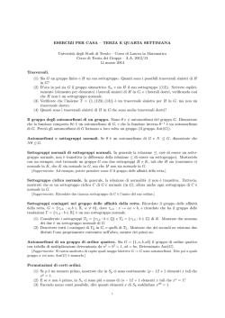 ESERCIZI PER CASA &ndash; TERZA E QUARTA SETTIMANA Universit`a