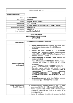 Dirigente Medico I Livello ASP COSENZA Dirigente Medico c/o