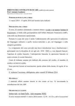 DIRITTO DEI CONTRATTI BANCARI (crediti 6