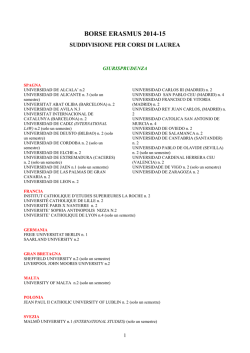 Suddivisione per corsi di laurea