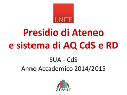 Presidio di Ateneo e sistema di AQ CdS e RD