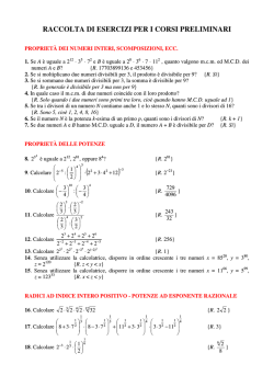 RACCOLTA DI ESERCIZI PER I CORSI PRELIMINARI