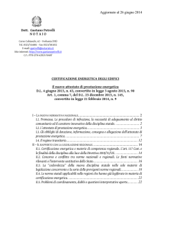 Certificazione energetica. D.L. 4 giugno 2013 n. 63 e successive