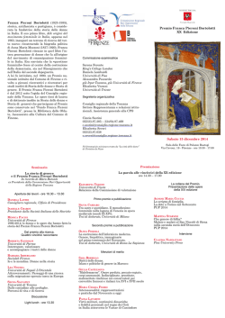 Premio Franca Pieroni Bortolotti XX Edizione Sabato 13