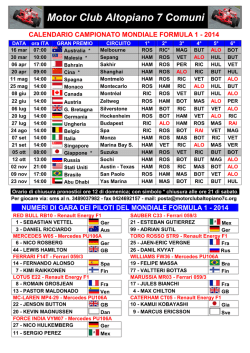 Scarica il calendario con gli orari