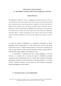 Barukh Shvartsman e la “Repubblica dei Ragazzi”