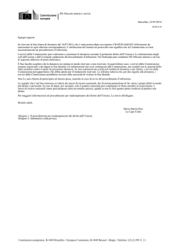 DG Mercato interno e servizi Bruxelles, 23/07/2014 Egregio signore