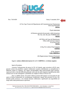 1 Prot. 710/14/SN Roma, 9 settembre 2014 Al Vice Capo Vicario del