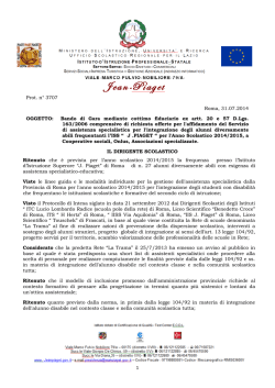 Bando assegnazione Assistenza Specialistica a.s. 2014/2015