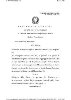 N. 02522/2014 - Ministero della Salute