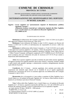 determinazione del responsabile del servizio n&deg; 80 del 12.06.2014