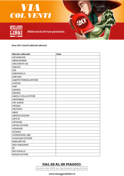 Sono 314 i marchi editoriali aderenti: Marchio editoriale Note