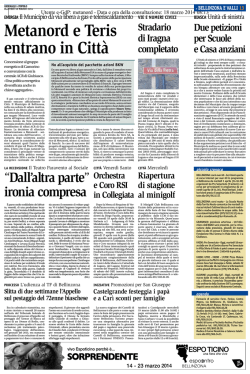 Metanord e Teris entrano in Citt&agrave; - Giornale del Popolo