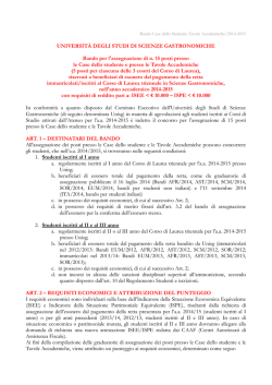 Bando Case dello studente - Universit&agrave; degli Studi di Scienze