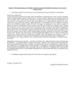 Gruppo Missionario: Comunicato numero 30 dicembre 2014