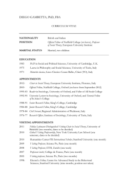 Diego Gambetta CV Long 2014 - European University Institute