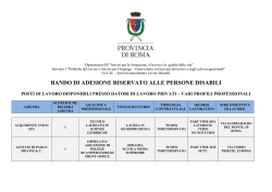 BANDO DI ADESIONE RISERVATO ALLE