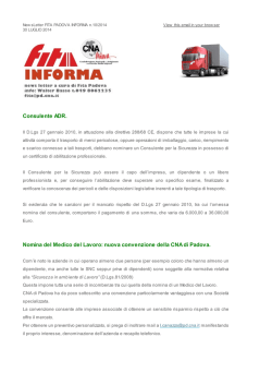 Consulente ADR. Nomina del Medico del Lavoro