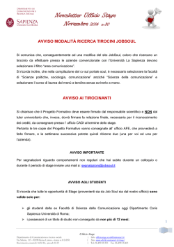 Newsletter Ufficio Stage - Ufficio Stage Comunicazione
