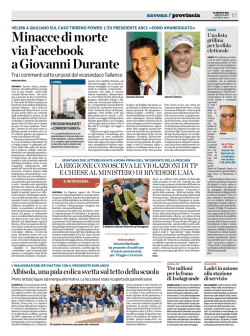 Minacce di morte via Facebook a Giovanni Durante