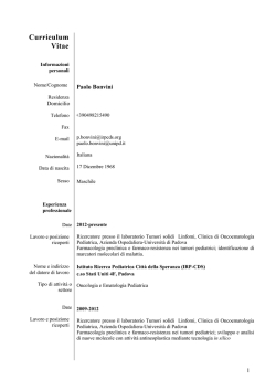 Curriculum Vitae - Citt&agrave; della Speranza
