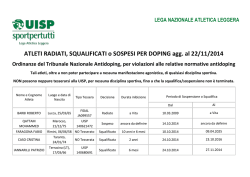Elenco Squalificati e Sospesi per Doping agg. al 22-11-2014