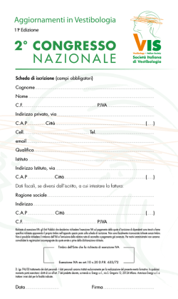2&deg; CONGRESSO NAZIONALE - Societ&agrave; Italiana di Vestibologia