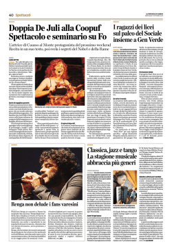 Doppia De Juli alla Coopuf Spettacolo e seminario su Fo