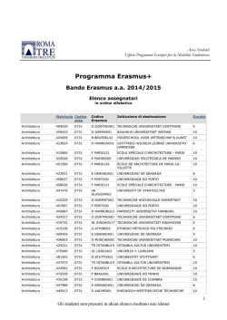 Elenco assegnatari Erasmus a.a. 2014-2015