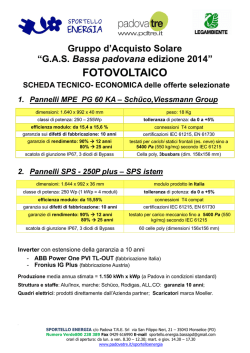 scheda prezzi fotovoltaico