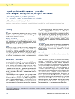 diagnosi, setting clinico e principi di trattamento