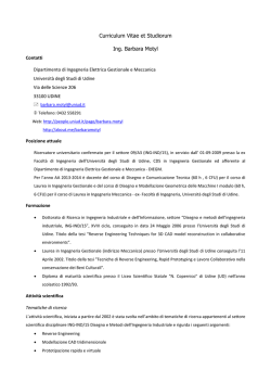 Curriculum Vitae et Studiorum Ing. Barbara Motyl