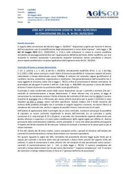 Jobs Act disposizioni legge n. 78 del 16-05-2014