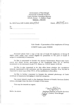Promotion of Employees of Group B NMTP Cadre under